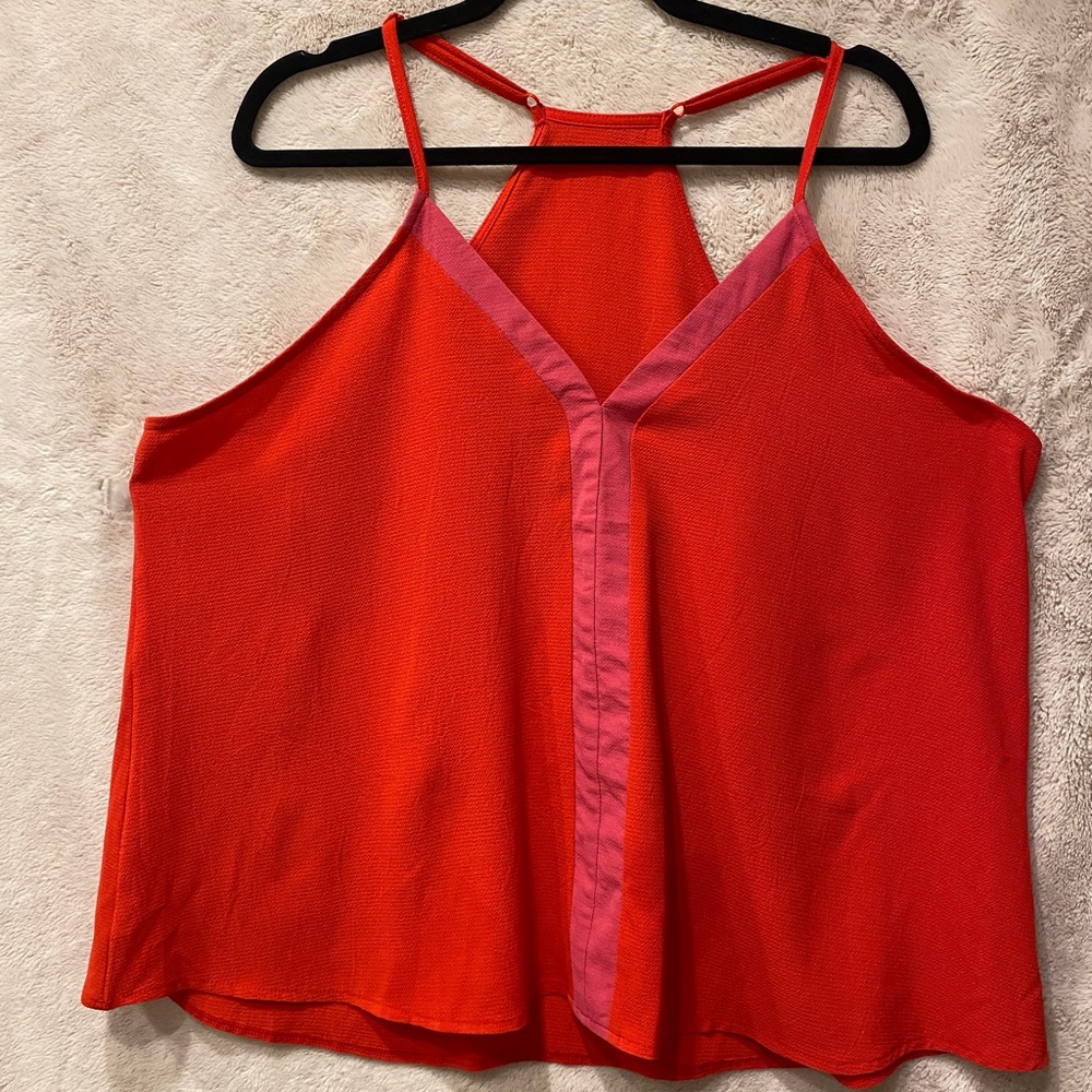 Red racer back tank top